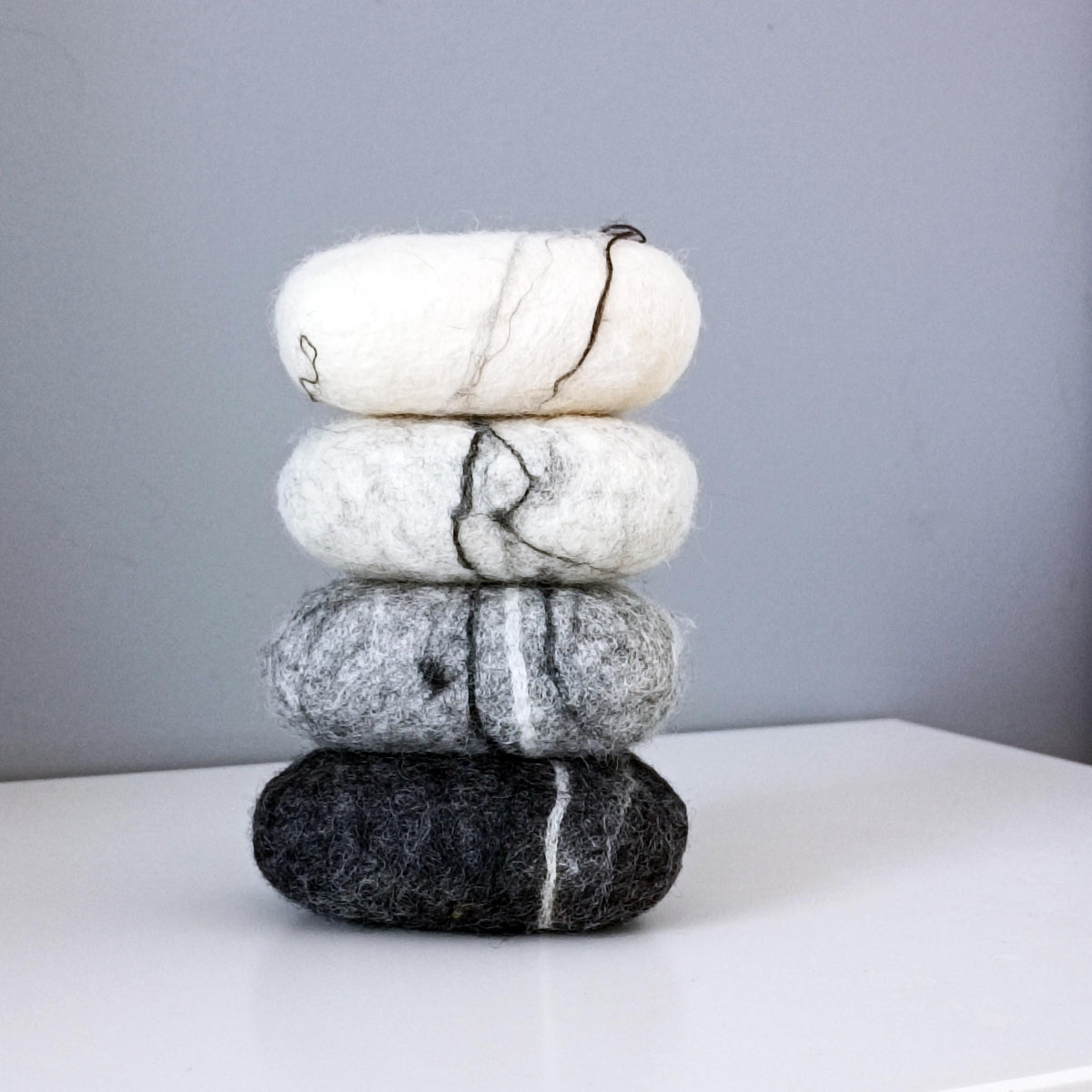 Felted Soap Bar Natural Stone Design - Four Colors Stacked