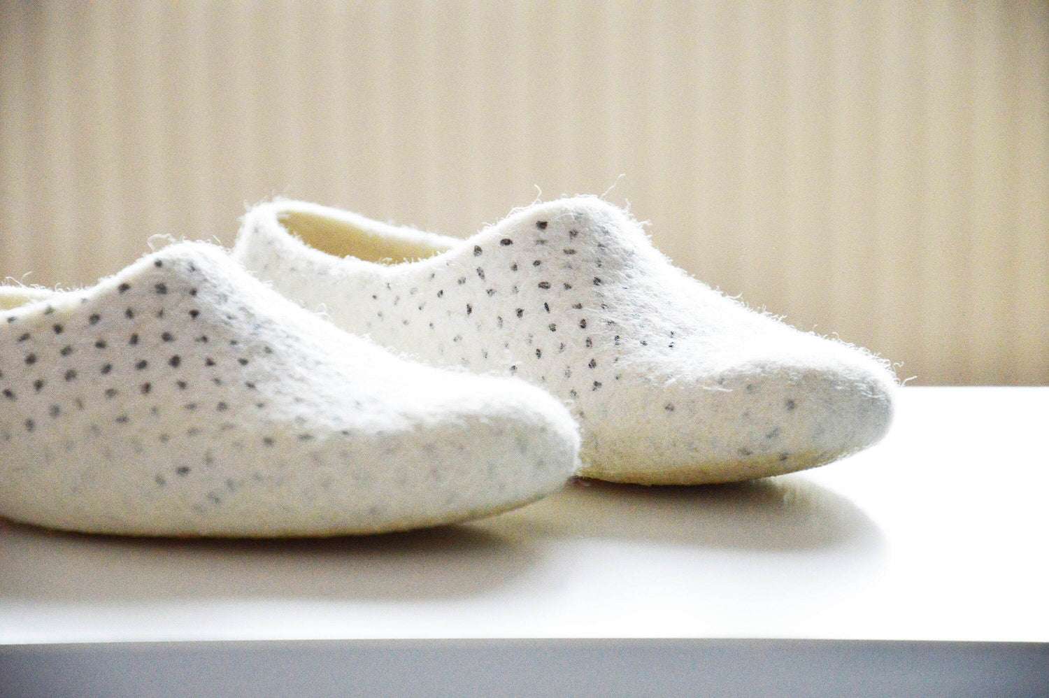 Black Polka Dot Slippers - Classic House Shoes - Home Soul