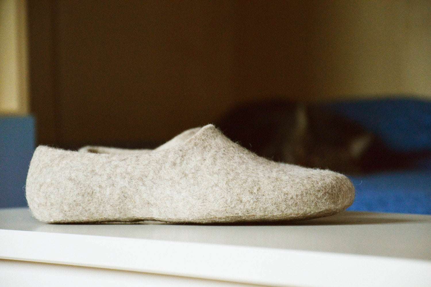 Natural Light Brown Felted Slippers - Eco-Friendly - Home Soul