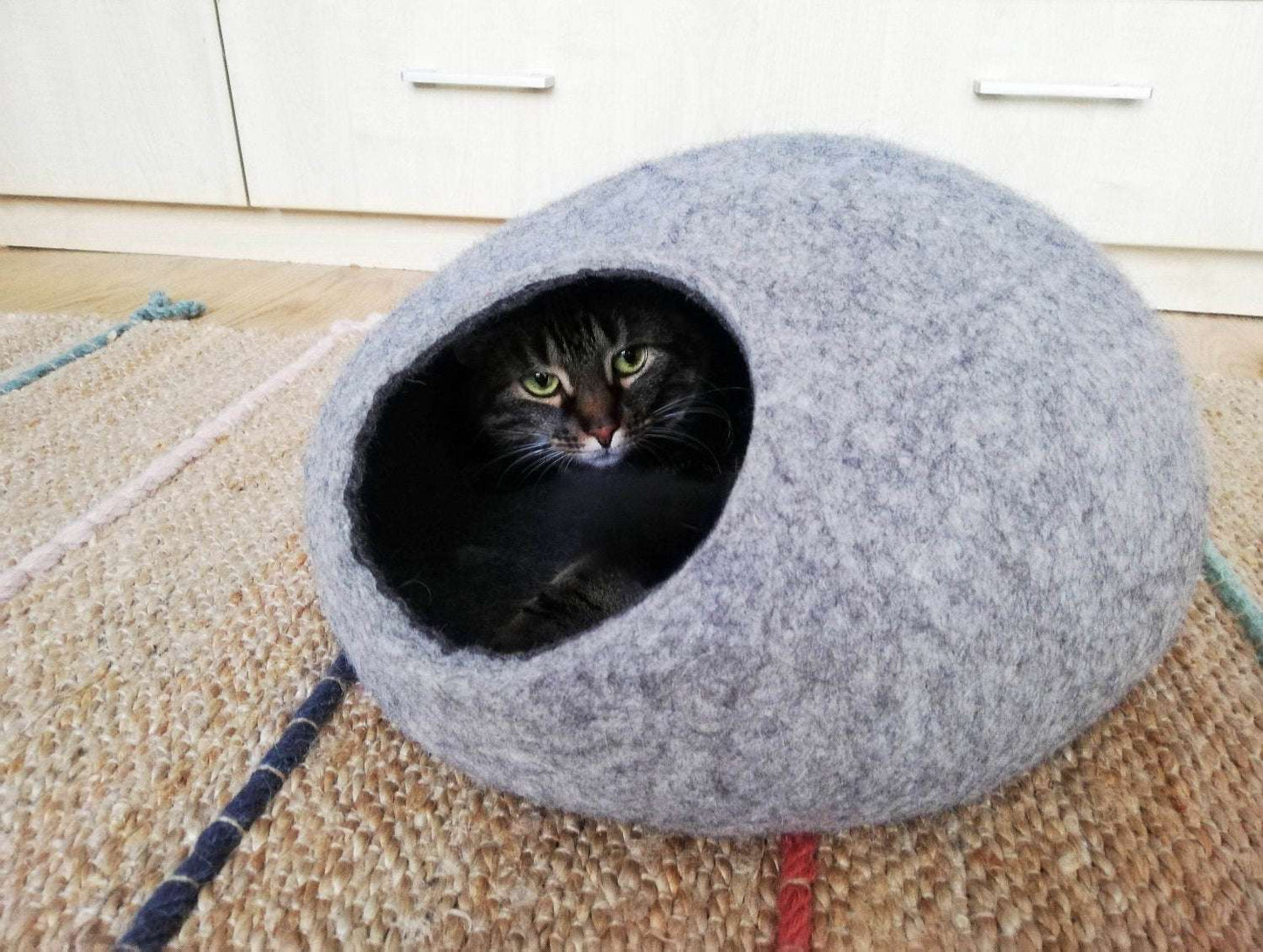 Modern Natural Wool Pet Bed - Eco Cat Cave - Home Soul