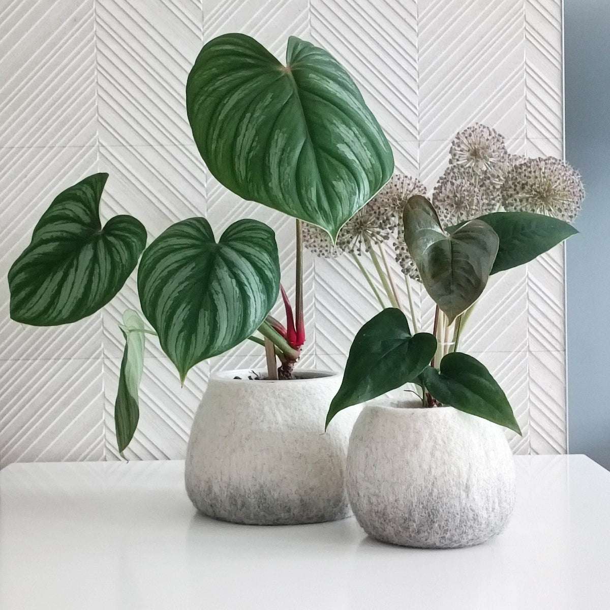 Felted Flower Planter - Scandinavian Design Pot - Home Soul