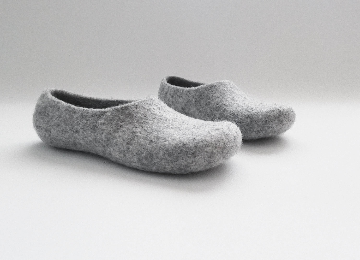 Light Grey Eco-Friendly Wool Slippers - House Shoes - Home Soul