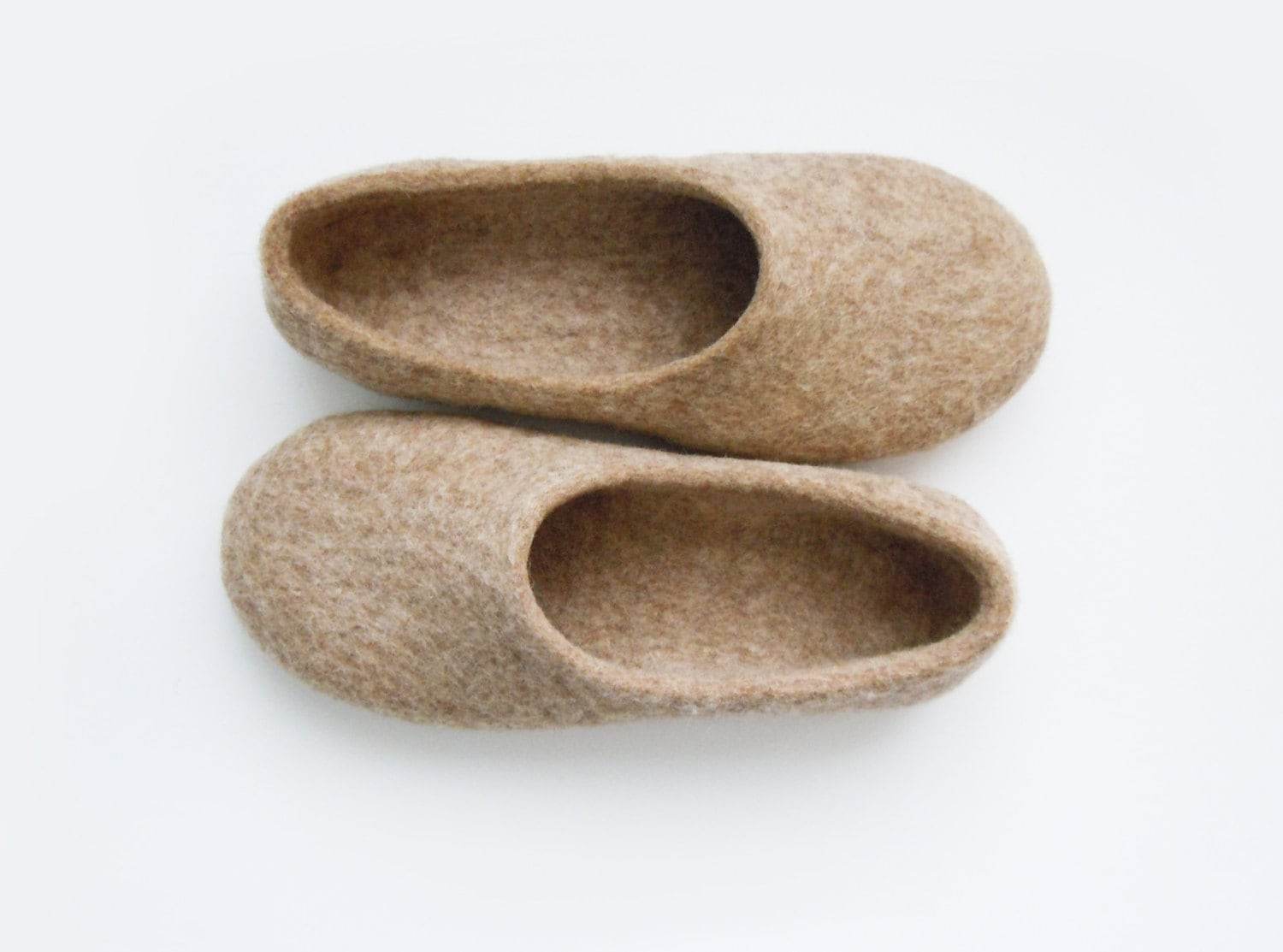 Natural Light Brown Felted Slippers - Eco-Friendly - Home Soul