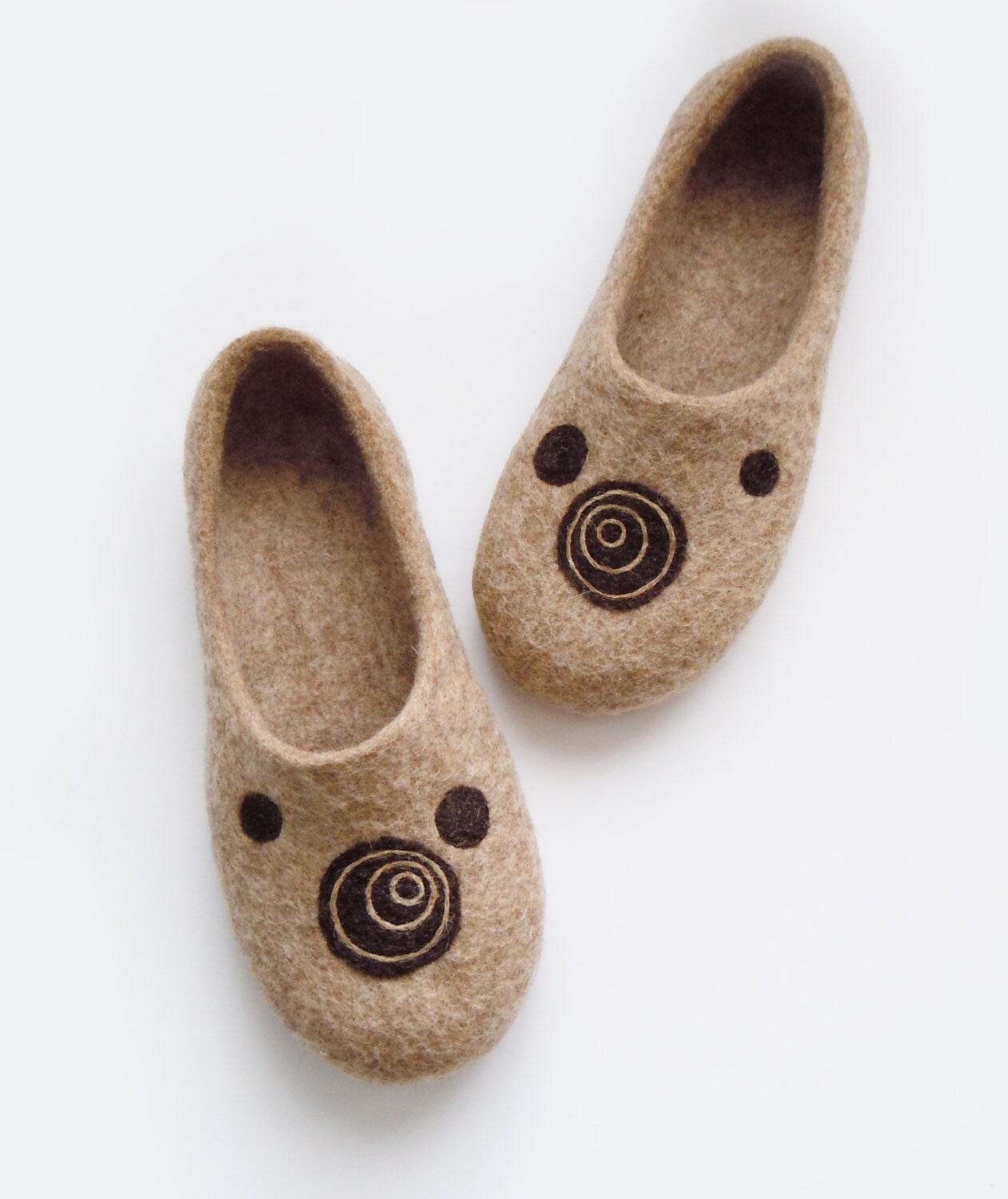 Eco friendly handmade felted slippers CIRCLES - Home Soul