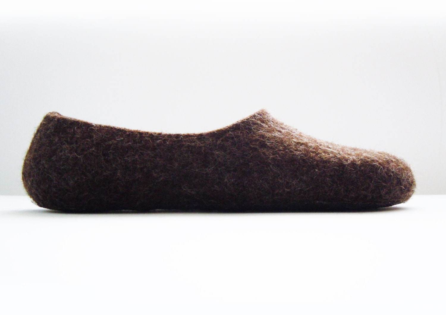 Eco friendly natural chocolate brown color hand made felted slippers - Home Soul