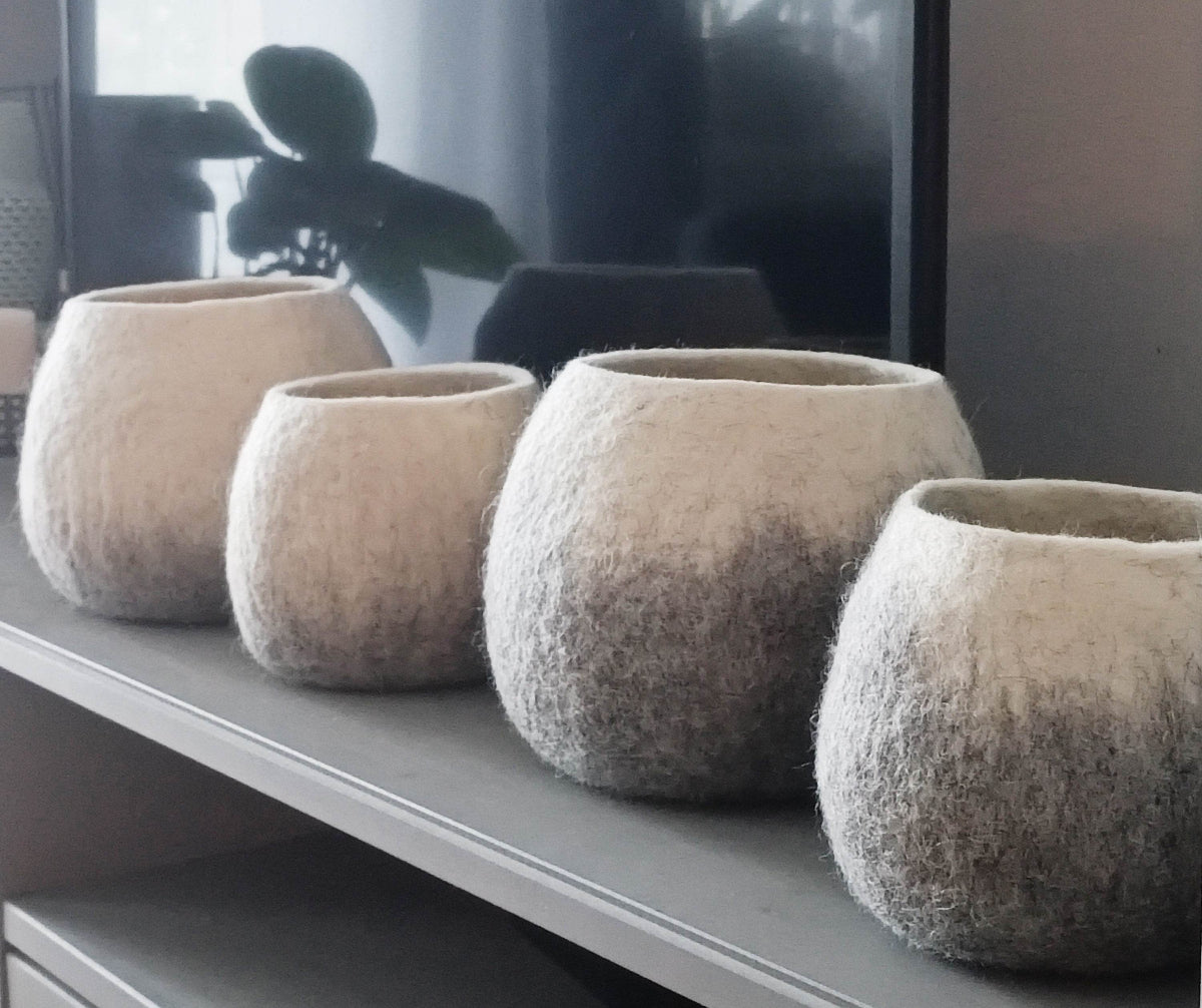 Felted Flower Planter - Scandinavian Design Pot - Home Soul