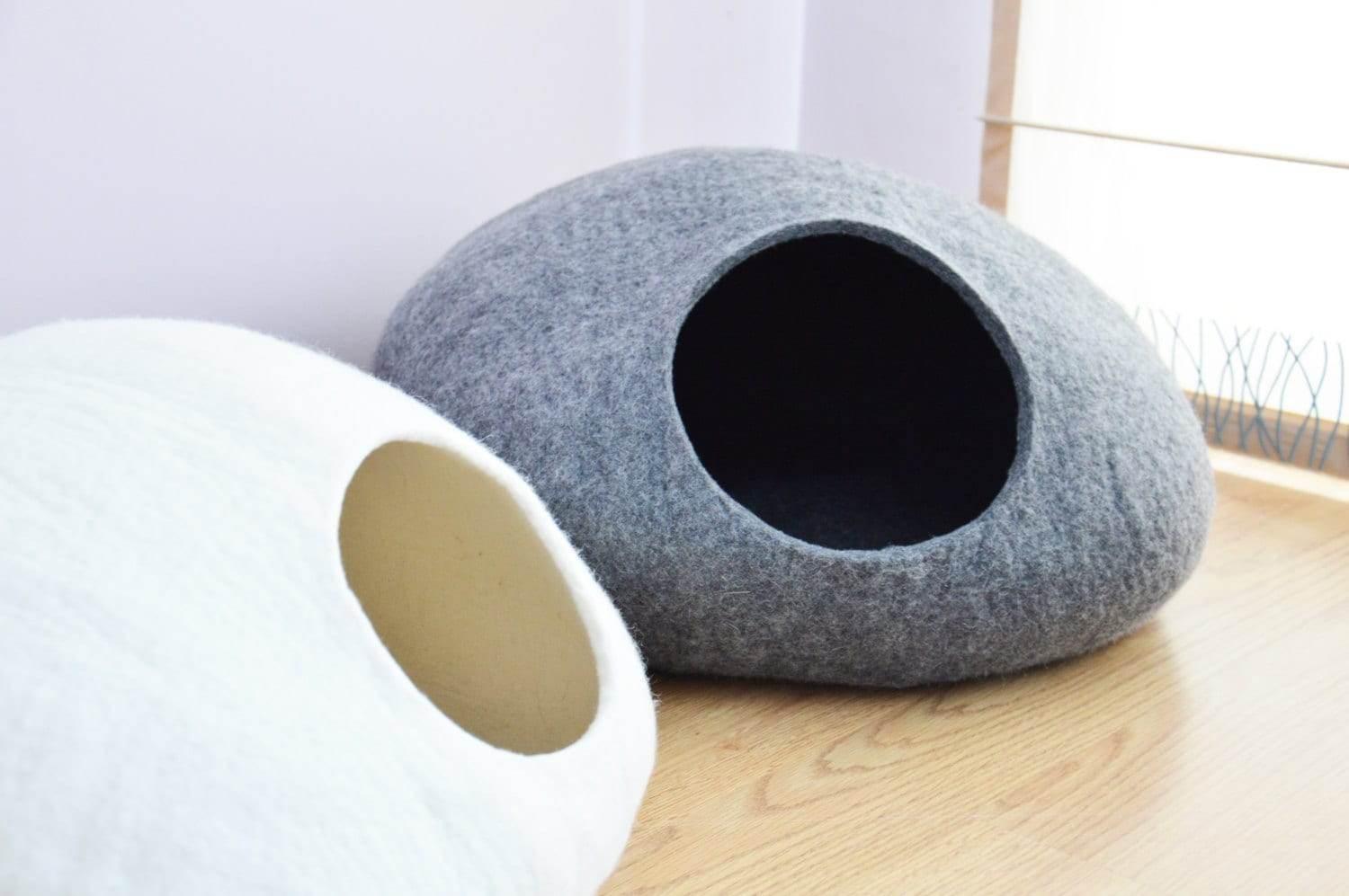 Modern Grey Pet Bed - Contemporary Cat Cave - Home Soul